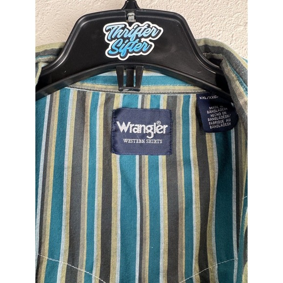 Wrangler XXL 2XL Multicolor Striped Western Long Sleeve Pearl Snap Button Shirt - Picture 5 of 7